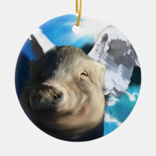 Angel Pig Keramisch Ornament (Voorkant)