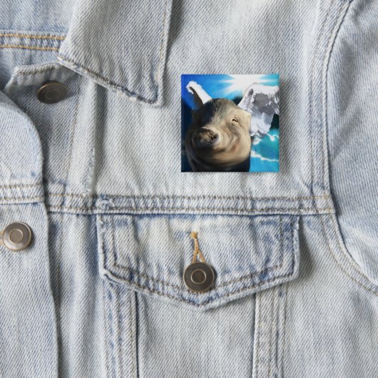 Angel Pig Vierkante Button 5,1 Cm (In situ)