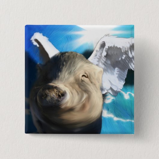 Angel Pig Vierkante Button 5,1 Cm (Voorkant)