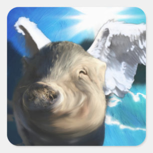 Angel Pig Vierkante Sticker
