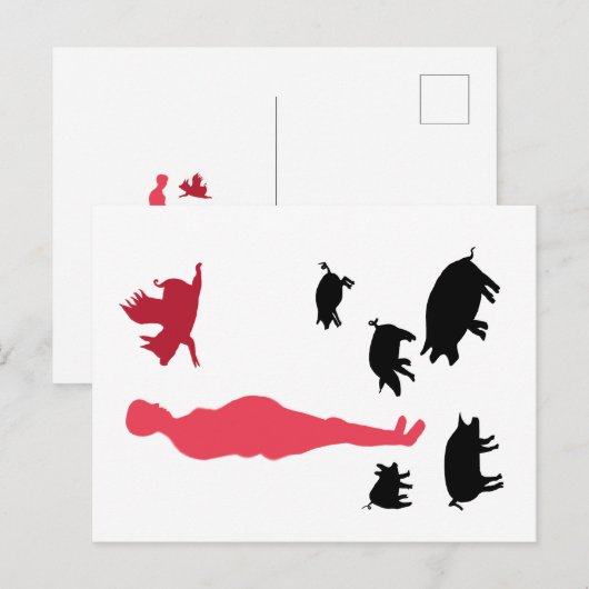 Angel Pigs Happy Meal Vegeterian Briefkaart (Voorkant / Achterkant)