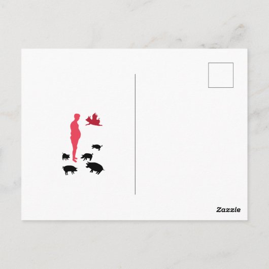 Angel Pigs Happy Meal Vegeterian Briefkaart (Achterkant)