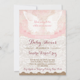 Angel Pink Baby shower Invite voor Latina Lady Kaart