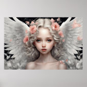 Angel Pink Roses Modern Art Poster (Voorkant)