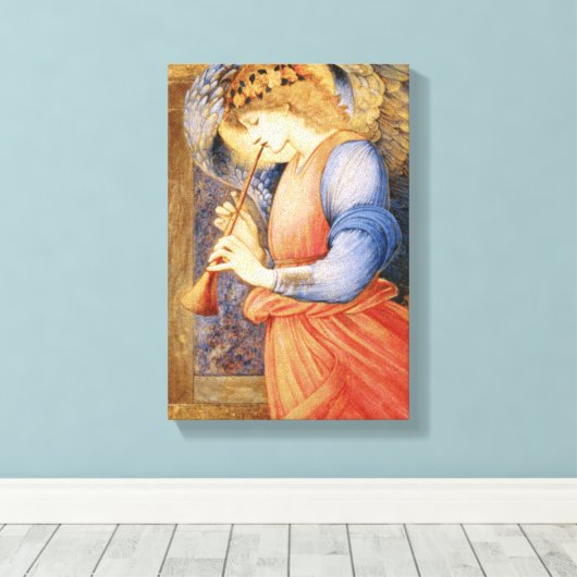 Angel Playing a Flageolet (door Edward Burne-Jones Canvas Afdruk (Insitu (Houten vloer))