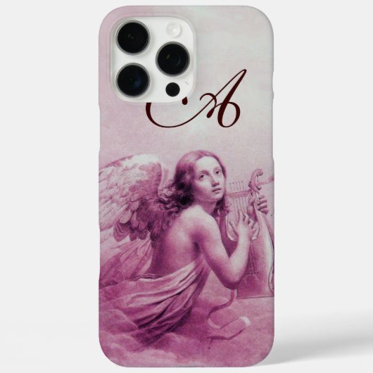 ANGEL PLAYING LYRA OVER DE CLOUDS roze monogram Case-Mate iPhone Case (Achterkant)