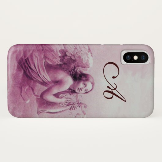 ANGEL PLAYING LYRA OVER DE CLOUDS roze monogram Case-Mate iPhone Case (Achterkant (horizontaal))