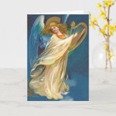 Angel Playing Music On A Harp Kaart (Gele Bloem)