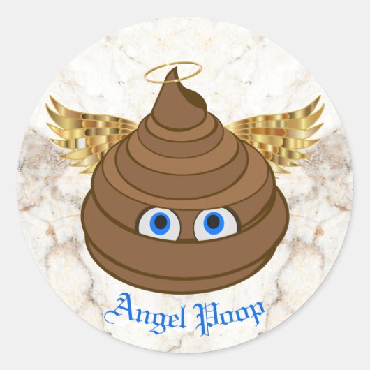 Angel Poop Emoji Ronde Sticker (Voorkant)