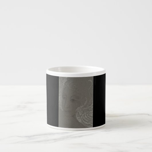 Angel Portret op zwarte espresso-mok Espresso Kop (Voorkant)