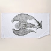 Angel, Potcil Art, zwart-wit design Strandlaken (Voorkant)