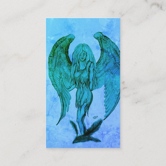 Angel, Potcil Kunst in Marmor Design Visitekaartje (Achterkant)