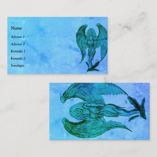 Angel, Potcil Kunst in Marmor Design Visitekaartje (Voorkant / Achterkant)