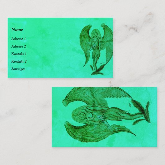 Angel, Potcil Kunst in Marmor Design Visitekaartje (Voorkant / Achterkant)