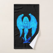 Angel, Potlood Art, blauw zwart design Bad Handdoek (Handdoek)