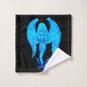 Angel, Potlood Art, blauw zwart design Bad Handdoek (Wasdoekje)