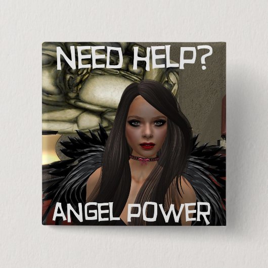Angel Power Vierkante Button 5,1 Cm (Voorkant)