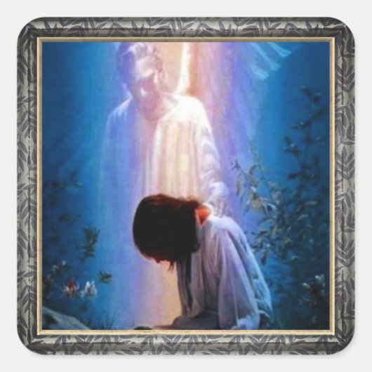 Angel Prayer Vierkante Sticker (Voorkant)
