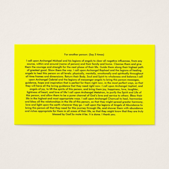 Angel Prayers Visitekaartje (Voorkant)