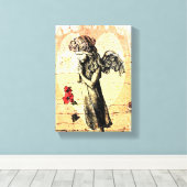 Angel Praying and Heart Canvas Afdruk (Insitu (Houten vloer))