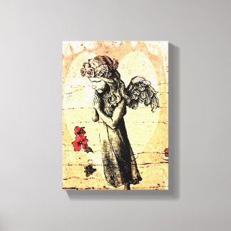 Angel Praying and Heart Canvas Afdruk
