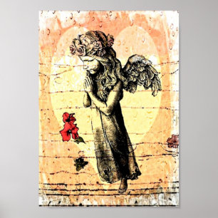 Angel Praying and Heart Poster