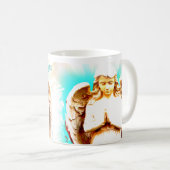 Angel Praying Aqua Blue Sky Love Light Quote Gift Koffiemok (Voorkant rechts)