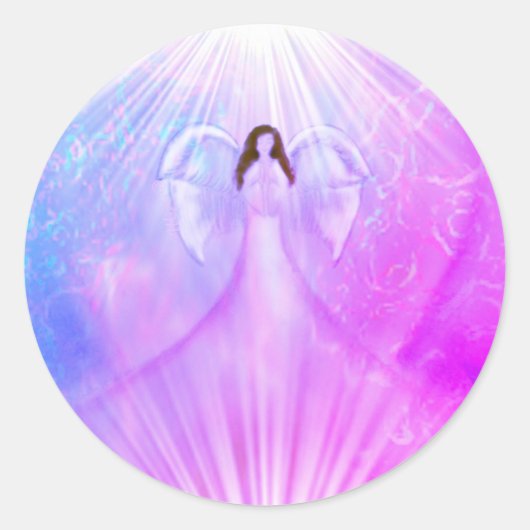 Angel Praying Heart Roze Paarse Stickers (Voorkant)