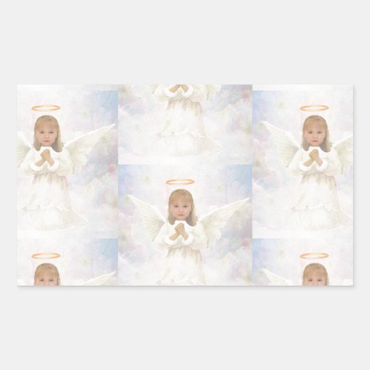 Angel Praying Rechthoekige Sticker (Voorkant)