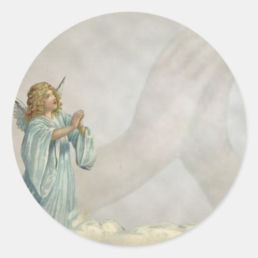 ANGEL PRAYING RONDE STICKER (Voorkant)
