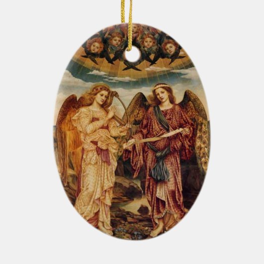 Angel Pre-Raphaelite kerstversiering Keramisch Ornament (Achterkant)