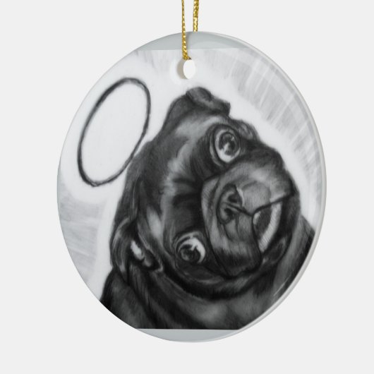 Angel Pug origineel kunstwerk van Carol Zeock Keramisch Ornament (Links)