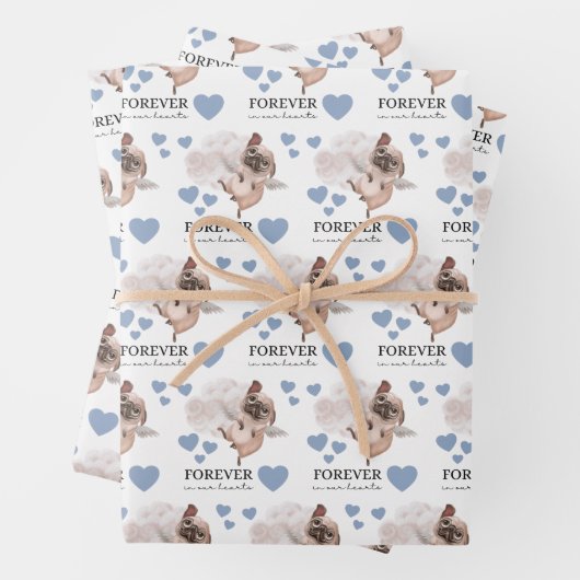 Angel Pug Wrapping Paper Flat Sheet Set 3 (In situ)