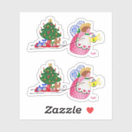 Angel Pulling Sled Sticker