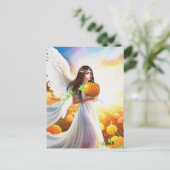 Angel Pumpkin Wings Herfst Prachtige Fantasy Art Briefkaart (Staand voorkant)