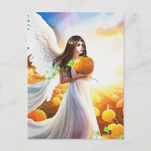 Angel Pumpkin Wings Herfst Prachtige Fantasy Art Briefkaart (Voorkant)