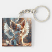Angel Puppy Digitale Kunst Sleutelhanger (Achterkant)