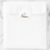 Angel Rabbit Bruin Blauw Rozen Ronde Sticker (Tas)