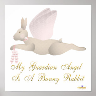 Angel Rabbit Tan Roses Guardian Angel Bunny R Poster