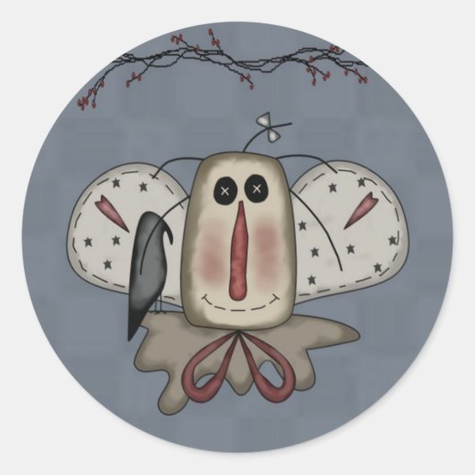 Angel Rag Doll & Crow Ronde Sticker (Voorkant)