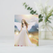 Angel Rainbow Light Hope Vleugels Bloemen Fantasy Briefkaart (Staand voorkant)