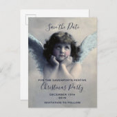 Angel Retro Christmas Bewaar de datum Aankondigingskaart (Voorkant / Achterkant)