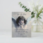 Angel Retro Christmas Bewaar de datum Aankondigingskaart (Staand voorkant)