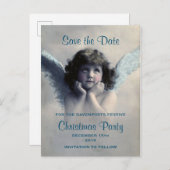 Angel Retro Christmas Bewaar de datum Aankondigingskaart (Voorkant / Achterkant)