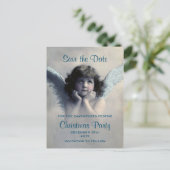 Angel Retro Christmas Bewaar de datum Aankondigingskaart (Staand voorkant)