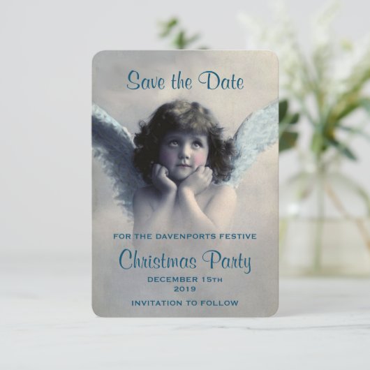  Angel Retro kerstfeest Kaart (Staand voorkant)