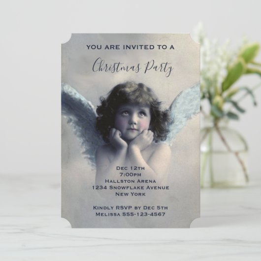  Angel Retro kerstfeest Kaart (Staand voorkant)