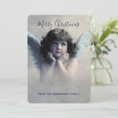  Angel Retro Merry Kerstmis Feestdagenkaart (Staand voorkant)