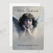  Angel Retro Merry Kerstmis Feestdagenkaart (Voorkant / Achterkant)