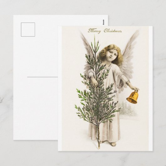 Angel  Retro Vakantie Kerstpost Kaart (Voorkant / Achterkant)